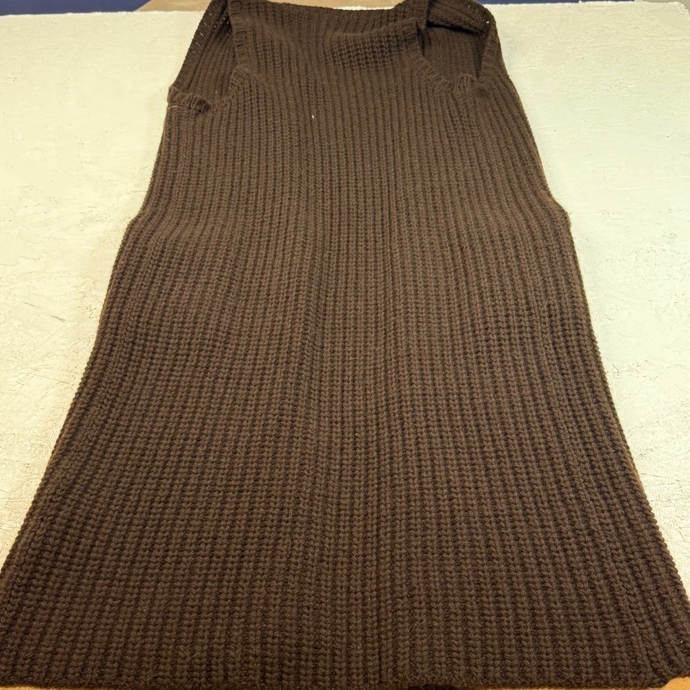 Ralph Lauren Purple Label Sleeveless Long Chunky Knit Cardigan Vest Brown M/L - Picture 13 of 13